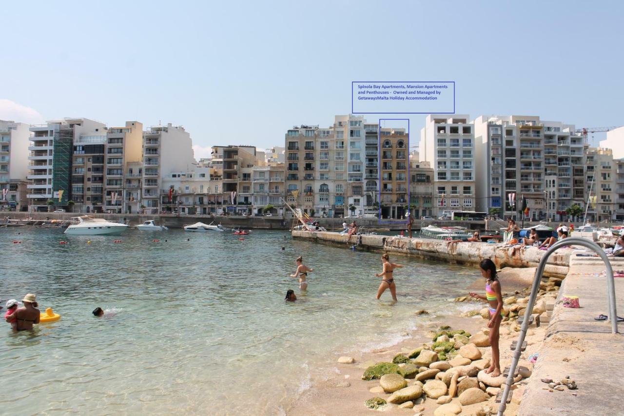 Spinola Bay Top Floor Seafront 3 Bedroom Apartment With Panoramic Sea Views - By Getawaysmalta San Ġiljan Exterior foto